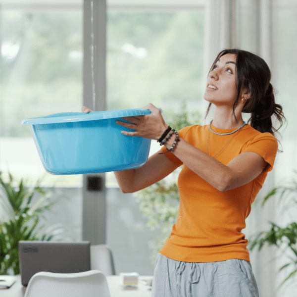 Ceiling water damage from untreated roof leak in a Utah home
