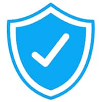 Blue shield icon with a white checkmark inside, symbolizing security or verification.